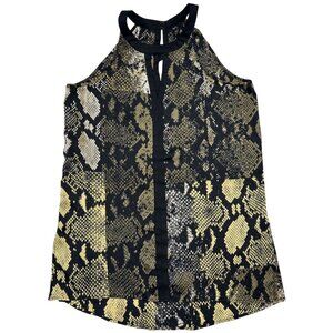 Kenneth Cole Size S Womens Sleeveless Snake Print Blouse With Keyhole Back